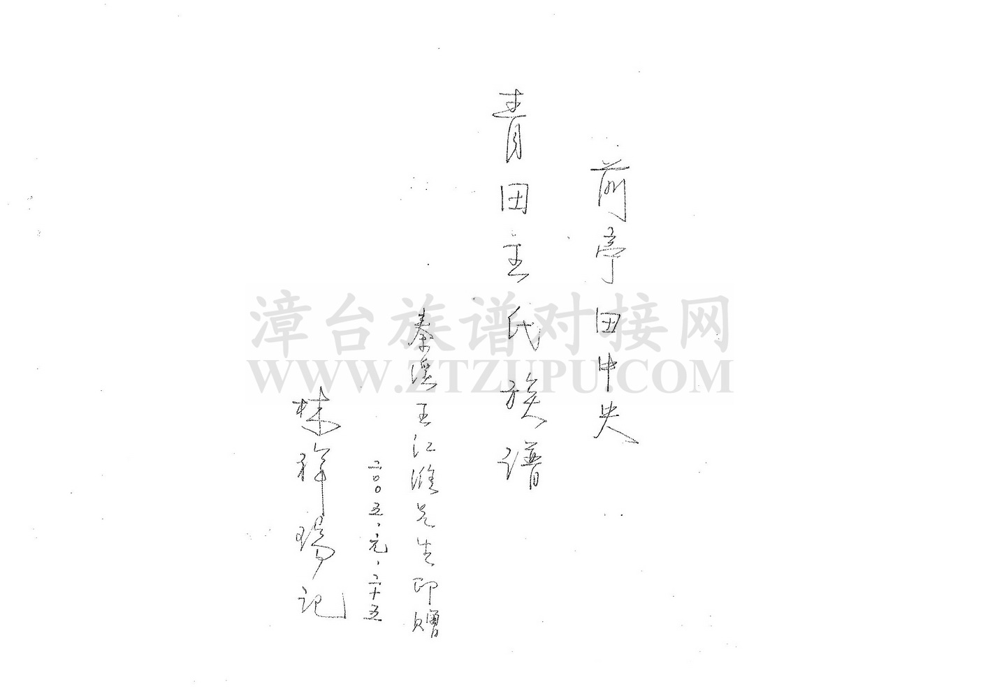 《青田王氏族谱（前亭田中央）》