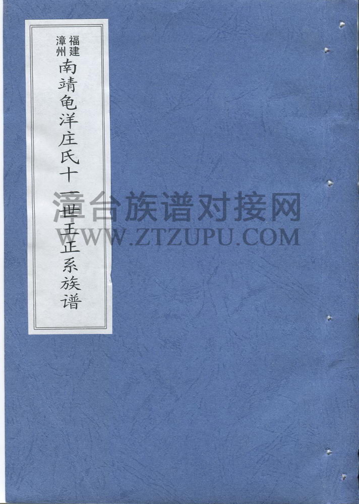 《福建漳州南靖龟洋庄氏十一世王正系族谱》